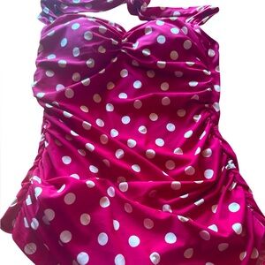 Esther‎ Williams New Edition Women’s Pin Up 1950s Red Polka Dot Swimsuit Size 16